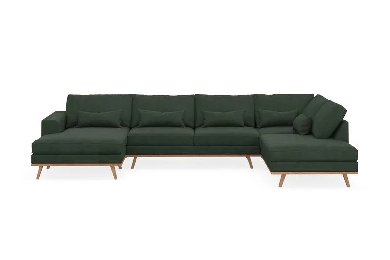 Copenhagen 5-seters Høyrevendt U-formet Sofa med Divan og Sjeselong i Manchester - Mørk grønn - Møbler - Sofaer - U-sofa