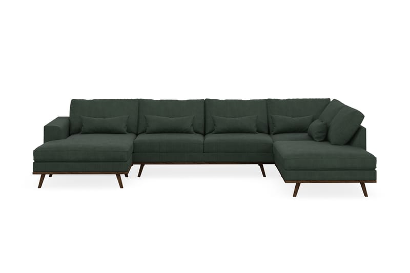 Copenhagen 5-seters Høyrevendt U-formet Sofa med Divan og Sjeselong i Manchester - Mørk grønn - Møbler - Sofaer - U-sofa
