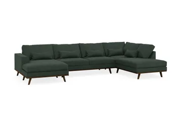 Copenhagen 5-seters Høyrevendt U-formet Sofa med Divan og Sjeselong i Manchester - Mørk grønn - Møbler - Sofaer - U-sofa