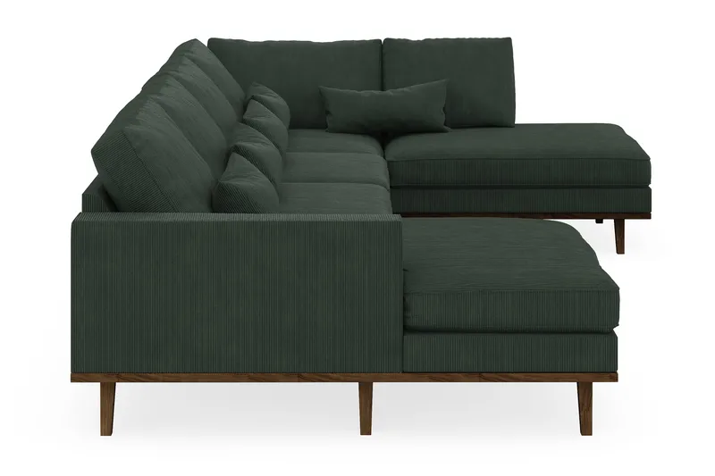 Copenhagen 5-seters Høyrevendt U-formet Sofa med Divan og Sjeselong i Manchester - Mørk grønn - Møbler - Sofaer - U-sofa