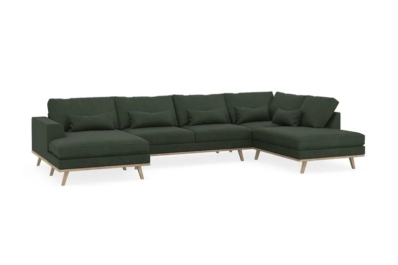 Copenhagen 5-seters Høyrevendt U-formet Sofa med Divan og Sjeselong i Manchester - Mørk grønn - Møbler - Sofaer - U-sofa