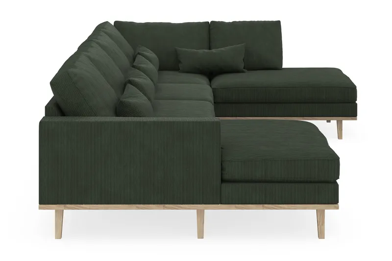 Copenhagen 5-seters Høyrevendt U-formet Sofa med Divan og Sjeselong i Manchester - Mørk grønn - Møbler - Sofaer - U-sofa
