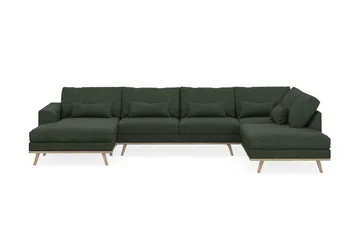 Copenhagen 5-seters Høyrevendt U-formet Sofa med Divan og Sjeselong i Manchester - Mørk grønn - Møbler - Sofaer - U-sofa