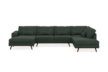 Copenhagen 5-seters Høyrevendt U-formet Sofa med Divan og Sjeselong i Manchester - Mørk grønn - Møbler - Sofaer - U-sofa