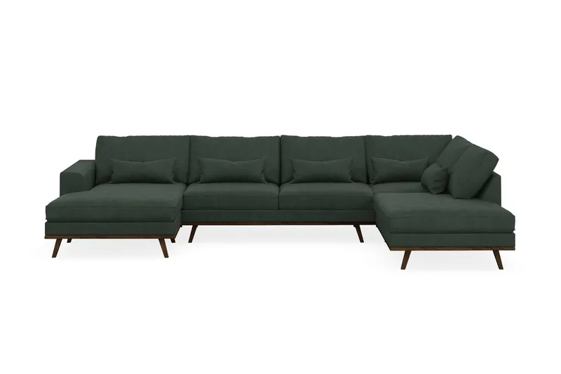Copenhagen 5-seters Høyrevendt U-formet Sofa med Divan og Sjeselong i Manchester - Mørk grønn - Møbler - Sofaer - U-sofa