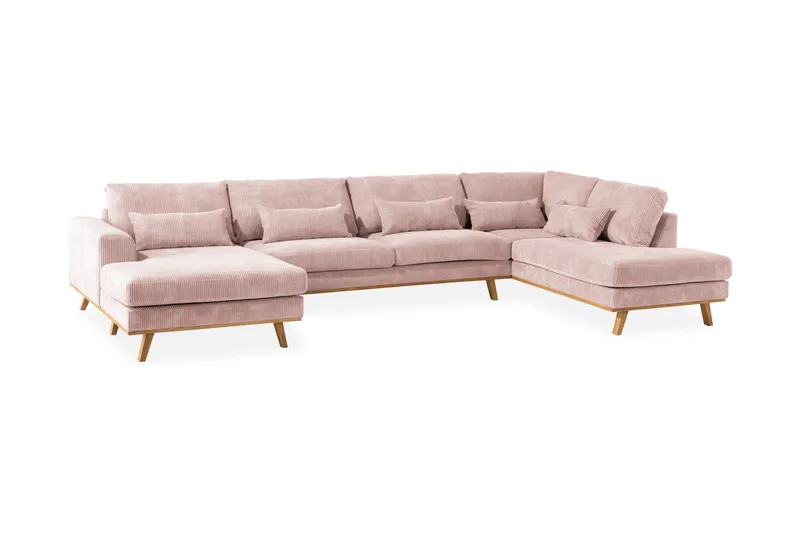 Copenhagen 5-seters Høyrevendt U-formet Sofa med Divan og Sjeselong i Manchester - Rosa - Møbler - Sofaer - U-sofa