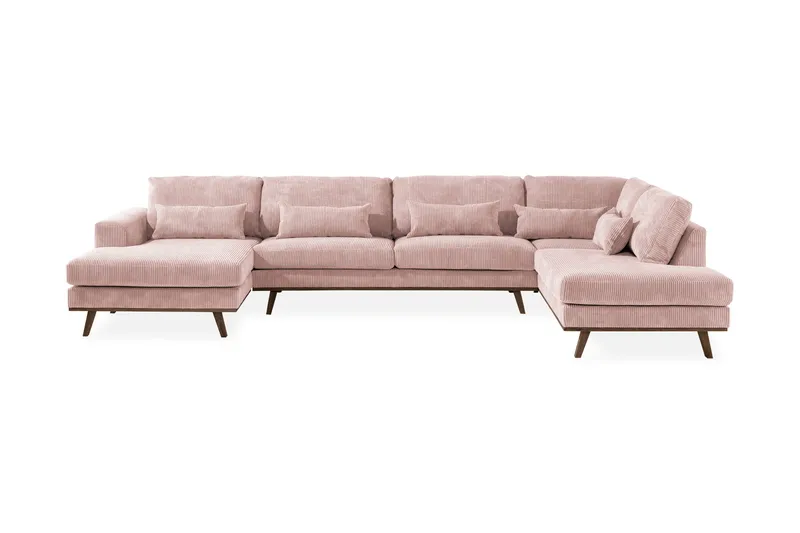 Copenhagen 5-seters Høyrevendt U-formet Sofa med Divan og Sjeselong i Manchester - Rosa - Møbler - Sofaer - U-sofa