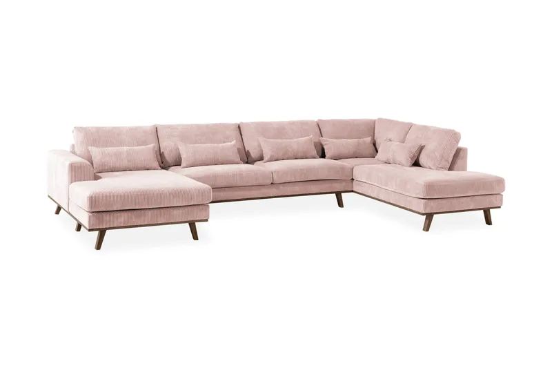 Copenhagen 5-seters Høyrevendt U-formet Sofa med Divan og Sjeselong i Manchester - Rosa - Møbler - Sofaer - U-sofa