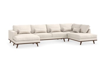 Copenhagen 5-seters Høyrevendt U-formet Sofa med Divan og Sjeselong i Stoff - Beige - Møbler - Sofaer - U-sofa