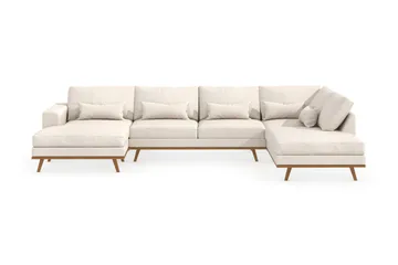 Copenhagen 5-seters Høyrevendt U-formet Sofa med Divan og Sjeselong i Stoff - Beige - Møbler - Sofaer - U-sofa