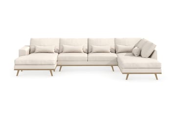 Copenhagen 5-seters Høyrevendt U-formet Sofa med Divan og Sjeselong i Stoff - Beige - Møbler - Sofaer - U-sofa