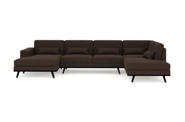 Copenhagen 5-seters Høyrevendt U-formet Sofa med Divan og Sjeselong i Stoff - Brun - Møbler - Sofaer - U-sofa
