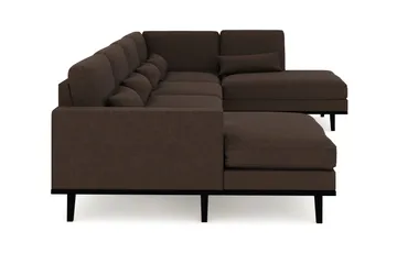 Copenhagen 5-seters Høyrevendt U-formet Sofa med Divan og Sjeselong i Stoff - Brun - Møbler - Sofaer - U-sofa