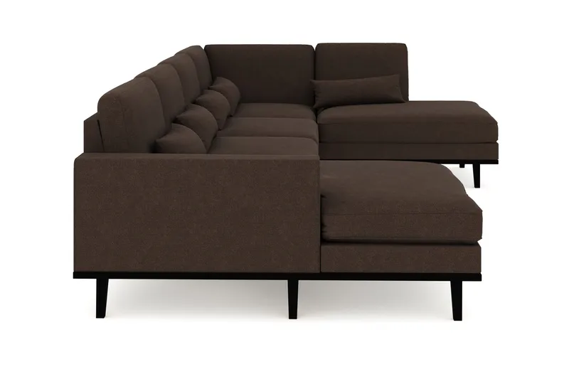 Copenhagen 5-seters Høyrevendt U-formet Sofa med Divan og Sjeselong i Stoff - Brun - Møbler - Sofaer - U-sofa