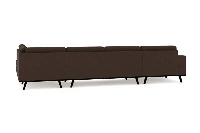 Copenhagen 5-seters Høyrevendt U-formet Sofa med Divan og Sjeselong i Stoff - Brun - Møbler - Sofaer - U-sofa