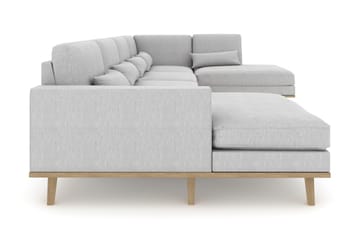 Copenhagen 5-seters Høyrevendt U-formet Sofa med Divan og Sjeselong i Stoff - Grå - Møbler - Sofaer - U-sofa