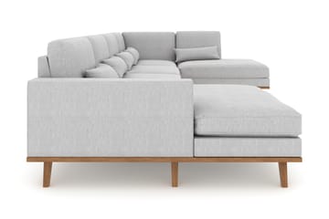 Copenhagen 5-seters Høyrevendt U-formet Sofa med Divan og Sjeselong i Stoff - Grå - Møbler - Sofaer - U-sofa