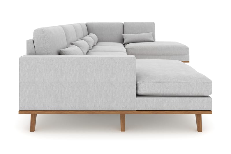 Copenhagen 5-seters Høyrevendt U-formet Sofa med Divan og Sjeselong i Stoff - Grå - Møbler - Sofaer - U-sofa