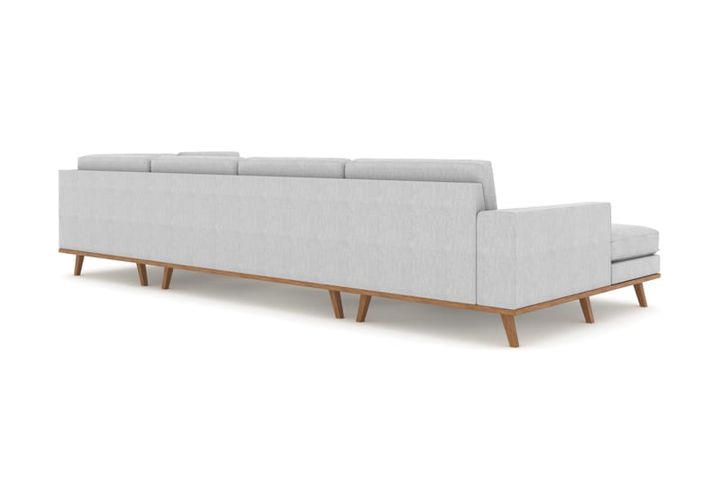Copenhagen 5-seters Høyrevendt U-formet Sofa med Divan og Sjeselong i Stoff - Grå - Møbler - Sofaer - U-sofa
