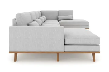 Copenhagen 5-seters Høyrevendt U-formet Sofa med Divan og Sjeselong i Stoff - Grå - Møbler - Sofaer - U-sofa