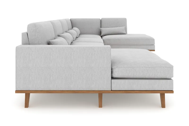 Copenhagen 5-seters Høyrevendt U-formet Sofa med Divan og Sjeselong i Stoff - Grå - Møbler - Sofaer - U-sofa
