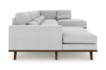 Copenhagen 5-seters Høyrevendt U-formet Sofa med Divan og Sjeselong i Stoff - Grå - Møbler - Sofaer - U-sofa