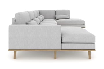 Copenhagen 5-seters Høyrevendt U-formet Sofa med Divan og Sjeselong i Stoff - Grå - Møbler - Sofaer - U-sofa