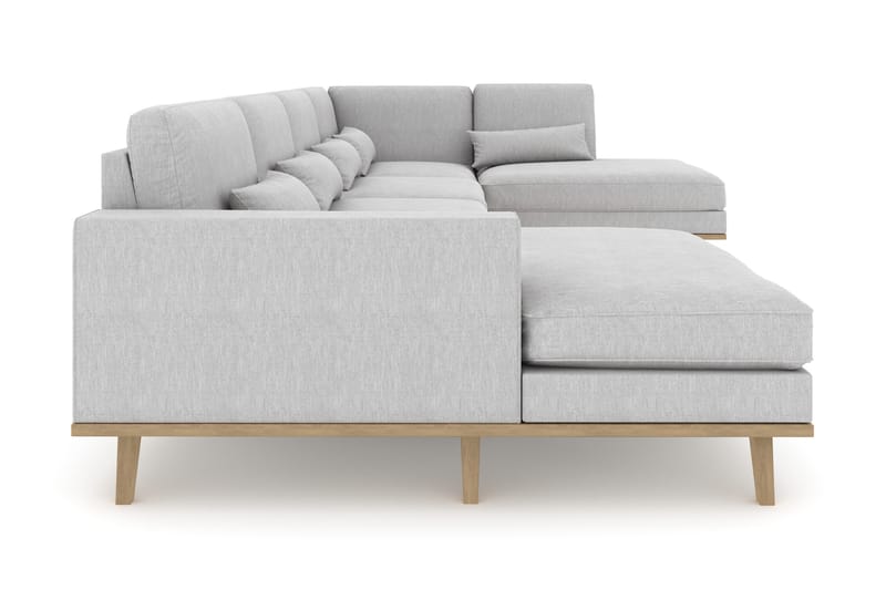 Copenhagen 5-seters Høyrevendt U-formet Sofa med Divan og Sjeselong i Stoff - Grå - Møbler - Sofaer - U-sofa