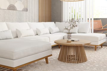 Copenhagen 5-seters Høyrevendt U-formet Sofa med Divan og Sjeselong i Stoff - Hvit - Møbler - Sofaer - U-sofa