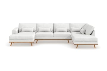 Copenhagen 5-seters Høyrevendt U-formet Sofa med Divan og Sjeselong i Stoff - Hvit - Møbler - Sofaer - U-sofa