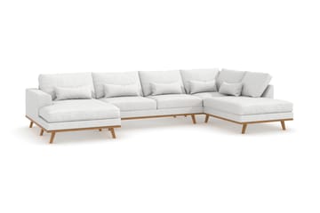 Copenhagen 5-seters Høyrevendt U-formet Sofa med Divan og Sjeselong i Stoff - Hvit - Møbler - Sofaer - U-sofa