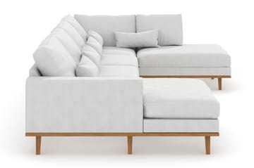 Copenhagen 5-seters Høyrevendt U-formet Sofa med Divan og Sjeselong i Stoff - Hvit - Møbler - Sofaer - U-sofa