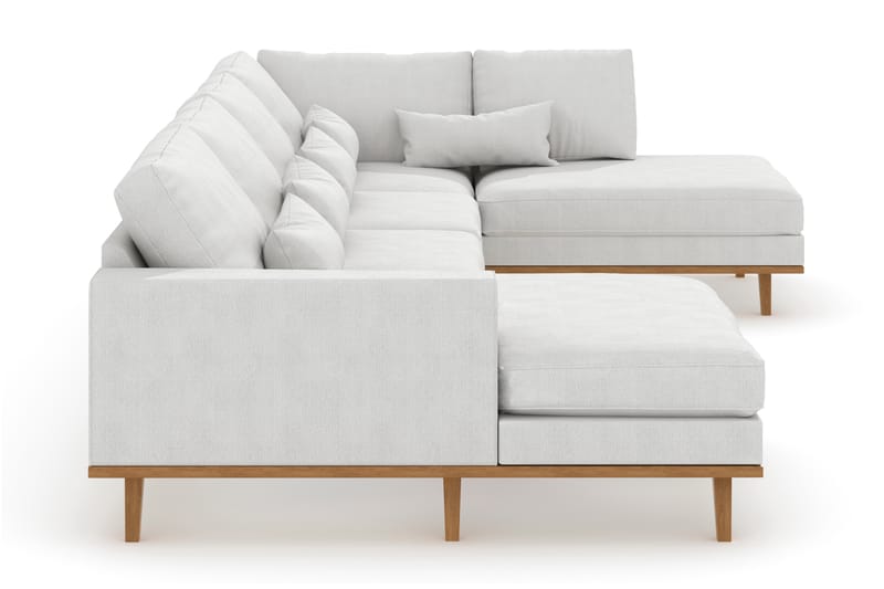 Copenhagen 5-seters Høyrevendt U-formet Sofa med Divan og Sjeselong i Stoff - Hvit - Møbler - Sofaer - U-sofa