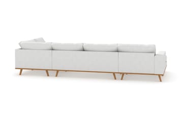 Copenhagen 5-seters Høyrevendt U-formet Sofa med Divan og Sjeselong i Stoff - Hvit - Møbler - Sofaer - U-sofa