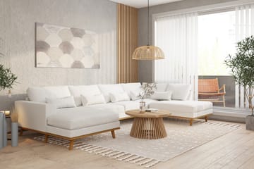 Copenhagen 5-seters Høyrevendt U-formet Sofa med Divan og Sjeselong i Stoff - Hvit - Møbler - Sofaer - U-sofa