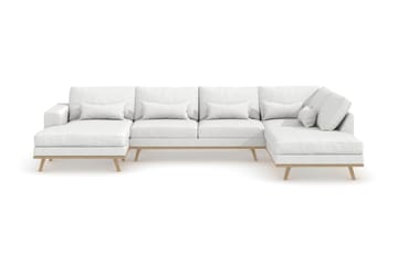 Copenhagen 5-seters Høyrevendt U-formet Sofa med Divan og Sjeselong i Stoff - Hvit - Møbler - Sofaer - U-sofa