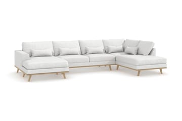 Copenhagen 5-seters Høyrevendt U-formet Sofa med Divan og Sjeselong i Stoff - Hvit - Møbler - Sofaer - U-sofa