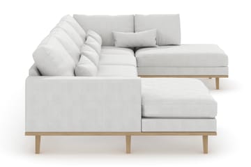 Copenhagen 5-seters Høyrevendt U-formet Sofa med Divan og Sjeselong i Stoff - Hvit - Møbler - Sofaer - U-sofa