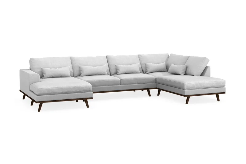 Copenhagen 5-seters Høyrevendt U-formet Sofa med Divan og Sjeselong i Stoff - Lys grå - Møbler - Sofaer - U-sofa