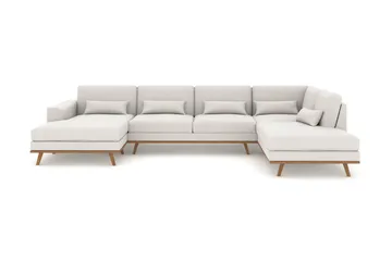 Copenhagen 5-seters Høyrevendt U-formet Sofa med Divan og Sjeselong i Stoff - Lys grå - Møbler - Sofaer - U-sofa
