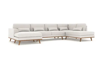 Copenhagen 5-seters Høyrevendt U-formet Sofa med Divan og Sjeselong i Stoff - Lys grå - Møbler - Sofaer - U-sofa