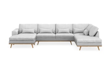 Copenhagen 5-seters Høyrevendt U-formet Sofa med Divan og Sjeselong i Stoff - Lys grå - Møbler - Sofaer - U-sofa