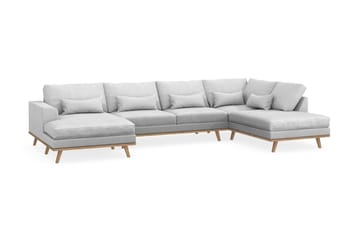 Copenhagen 5-seters Høyrevendt U-formet Sofa med Divan og Sjeselong i Stoff - Lys grå - Møbler - Sofaer - U-sofa