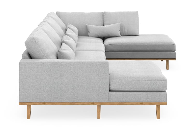 Copenhagen 5-seters Høyrevendt U-formet Sofa med Divan og Sjeselong i Stoff - Lys grå - Møbler - Sofaer - U-sofa