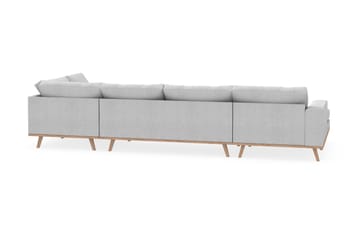 Copenhagen 5-seters Høyrevendt U-formet Sofa med Divan og Sjeselong i Stoff - Lys grå - Møbler - Sofaer - U-sofa