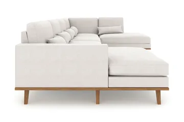 Copenhagen 5-seters Høyrevendt U-formet Sofa med Divan og Sjeselong i Stoff - Lys grå - Møbler - Sofaer - U-sofa