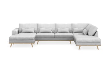 Copenhagen 5-seters Høyrevendt U-formet Sofa med Divan og Sjeselong i Stoff - Lys grå - Møbler - Sofaer - U-sofa