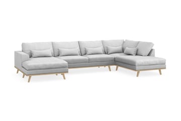 Copenhagen 5-seters Høyrevendt U-formet Sofa med Divan og Sjeselong i Stoff - Lys grå - Møbler - Sofaer - U-sofa
