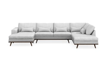 Copenhagen 5-seters Høyrevendt U-formet Sofa med Divan og Sjeselong i Stoff - Lys grå - Møbler - Sofaer - U-sofa