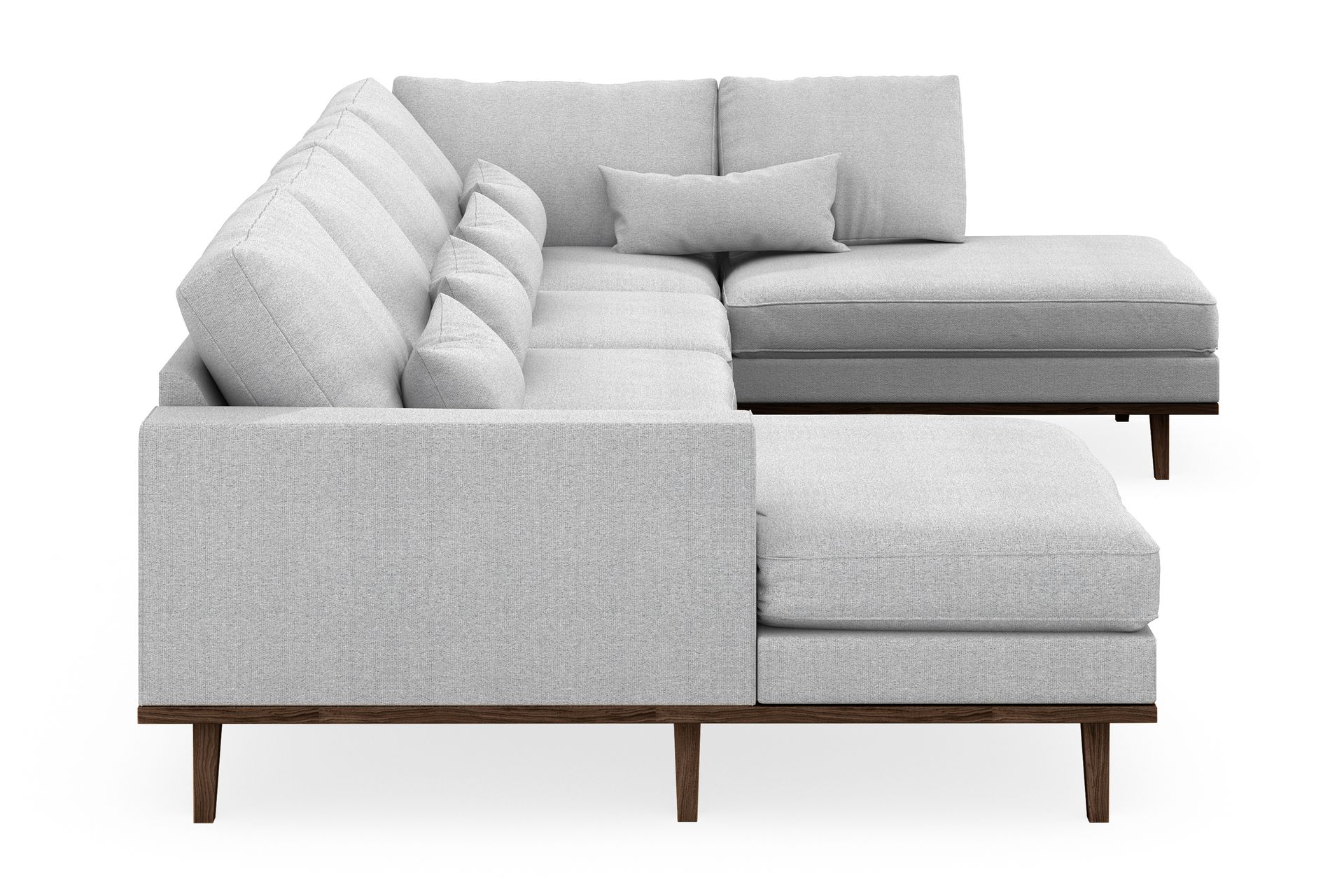 Copenhagen 5-seters Høyrevendt U-formet Sofa med Divan og Sjeselong i Stoff - Lys grå - Møbler - Sofaer - U-sofa